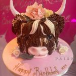 Floral Highland Cow Cake