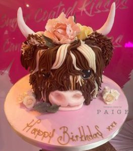 Floral Highland Cow Cake