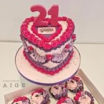Pink and Lilac Buttercream Heart Cake